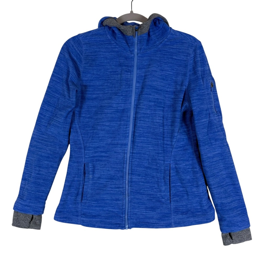 Tek Gear Hoodie Womens PS Blue Full Zip Fleece Thumbholes Raglan Zip Pocket